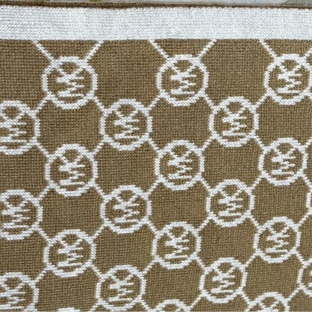 Michael Kors Reversible Logo Scarf Tan & White MK Monogram Knit NWT Winter Wrap - Picture 4 of 7